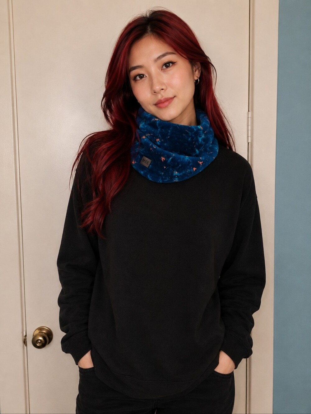MEC Blue Fleece 90s Print Small Neck Warmer